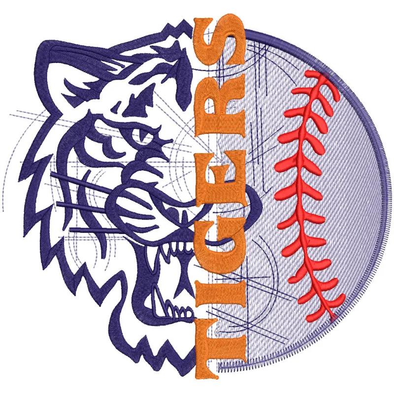 Baseball Tigers Logo Embroidery Design | Detroit MLB
