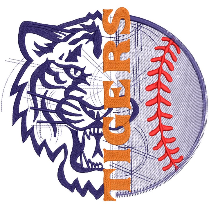 Baseball Tigers logo embroidery design - Embroidery Design