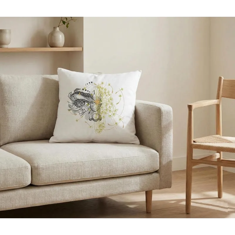 Cushion with Looking through the dandelion embroidery design