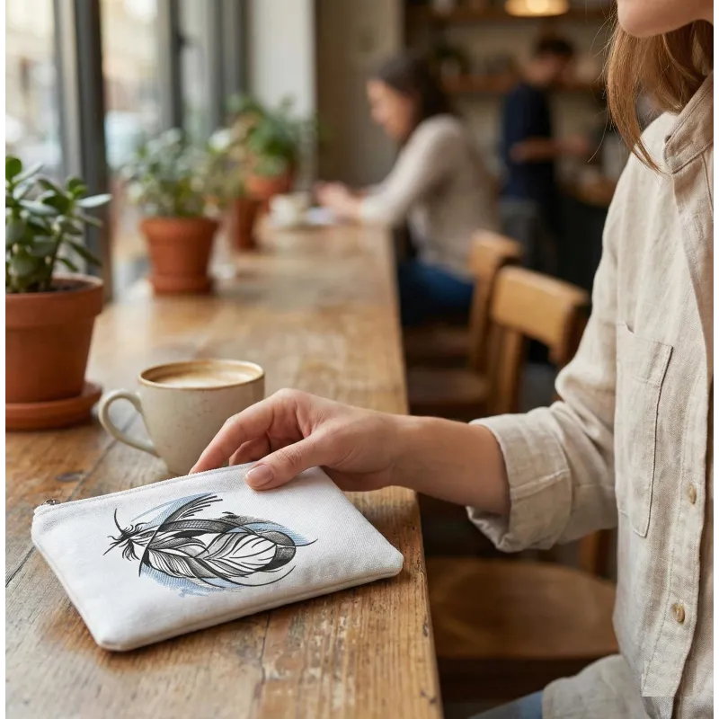 Closeup of a pigeon feather embroidery design showcasing intricate stitching patterns and details.