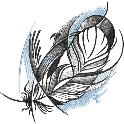 Pigeon feather embroidery design showcasing intricate stitching patterns for creative projects.