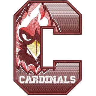 Cardinal big C embroidery design