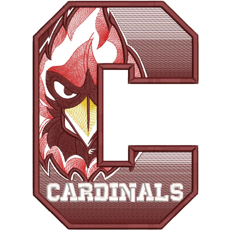 Cardinal big C embroidery design