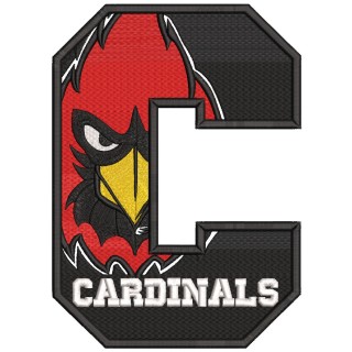 Cardinals letter C embroidery design