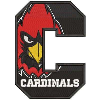 Cardinals letter C embroidery design