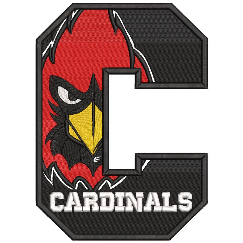 Cardinals letter C embroidery design