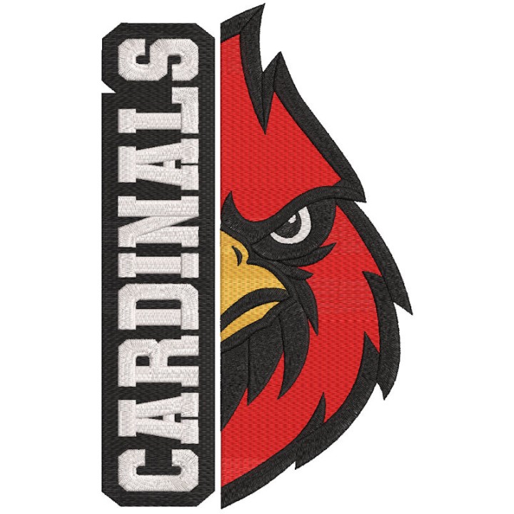 Cardinals art embroidery design