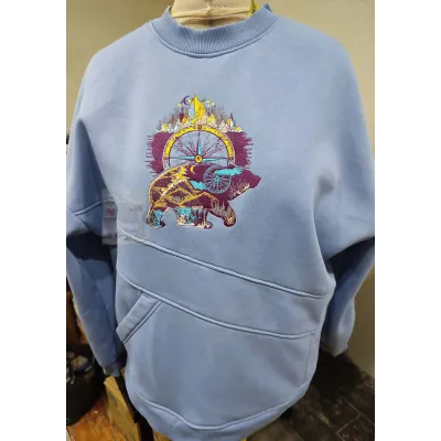 Hoodies with Embroidered wild bear design