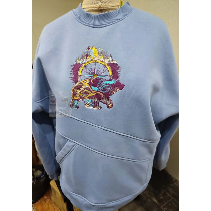 Hoodies with Embroidered wild bear design