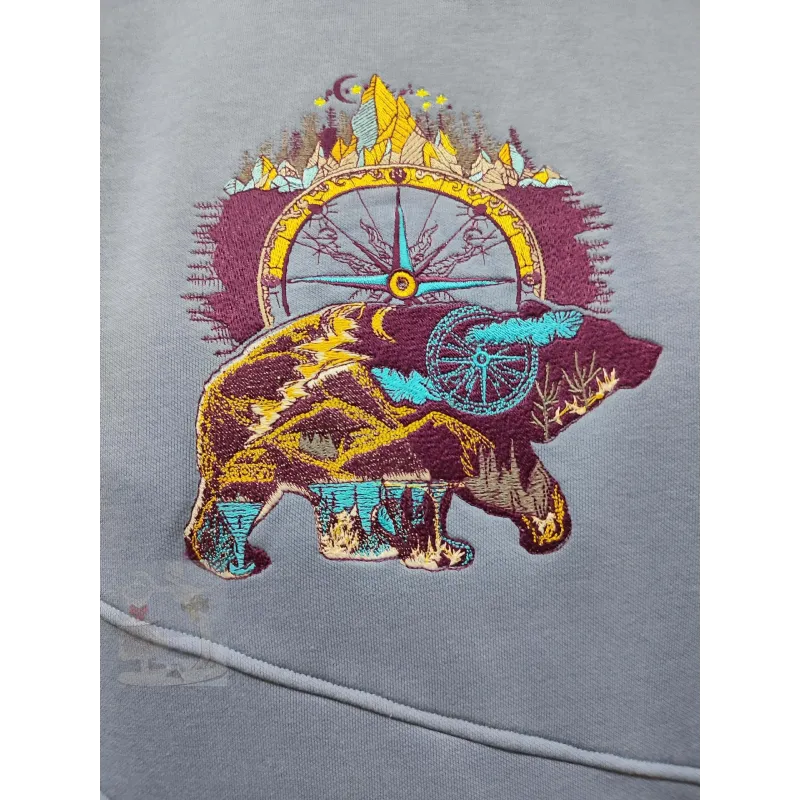 Embroidered wild bear design