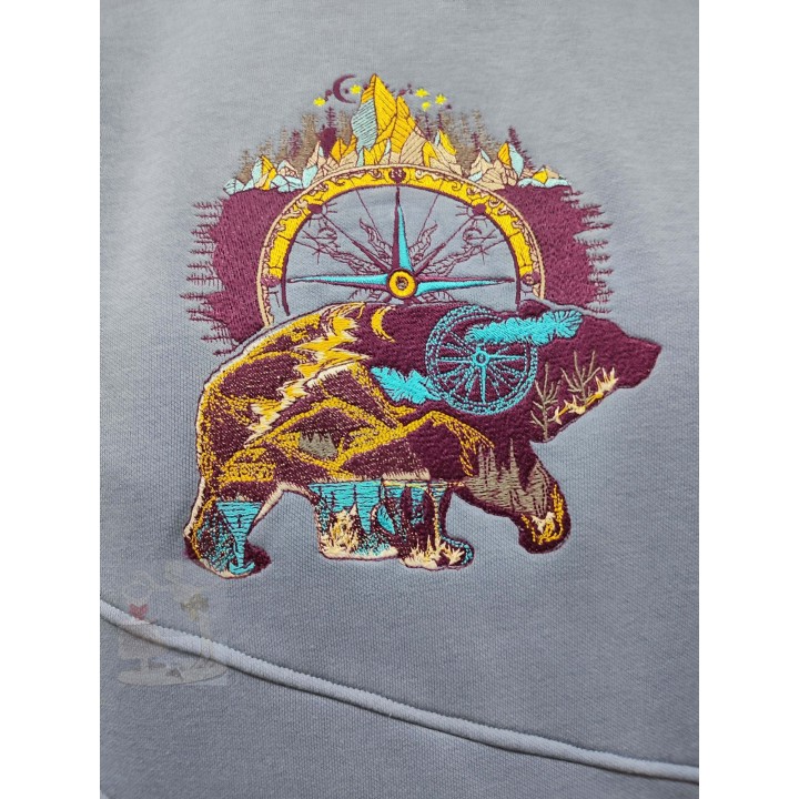 Embroidered wild bear design