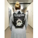 Leather backpack with polar bear design