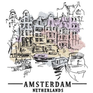 Amsterdam early morning embroidery design - Embroidery Design