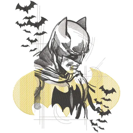 Batman sketch art embroidery design