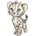 Walking jaguar cub sketch embroidery design