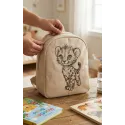 Nursery bag with Walking jaguar cub sketch embroidery design