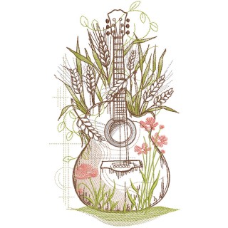 Flower Guitar embroidery design