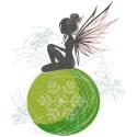 Fairy sitting on Christmas ball embroidery design
