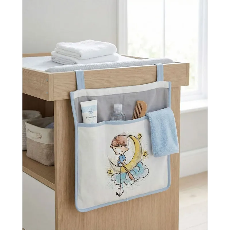 Panel with Boy with a paddle floating on a cloud embroidery design