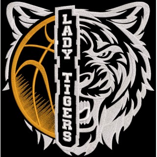 Lady Tigers black background Logo embroidery design