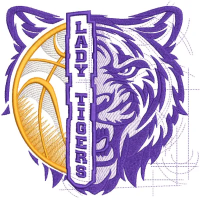 Lady Tigers Logo embroidery design
