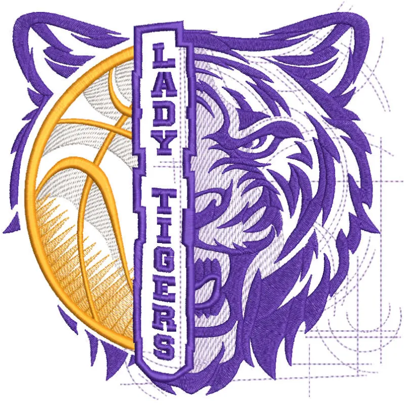 Lady Tigers Logo embroidery design