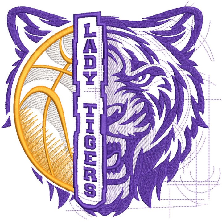 Lady Tigers Logo embroidery design