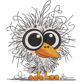 Funny crazy little bird embroidery design