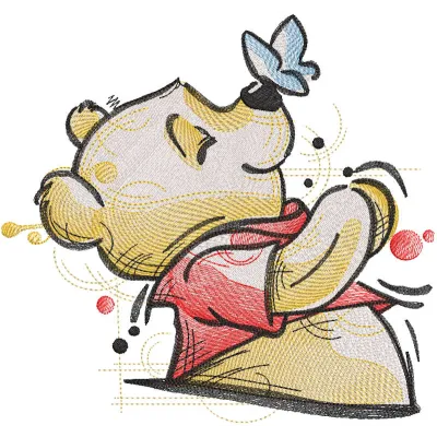Winnie Pooh summer vibes embroidery design