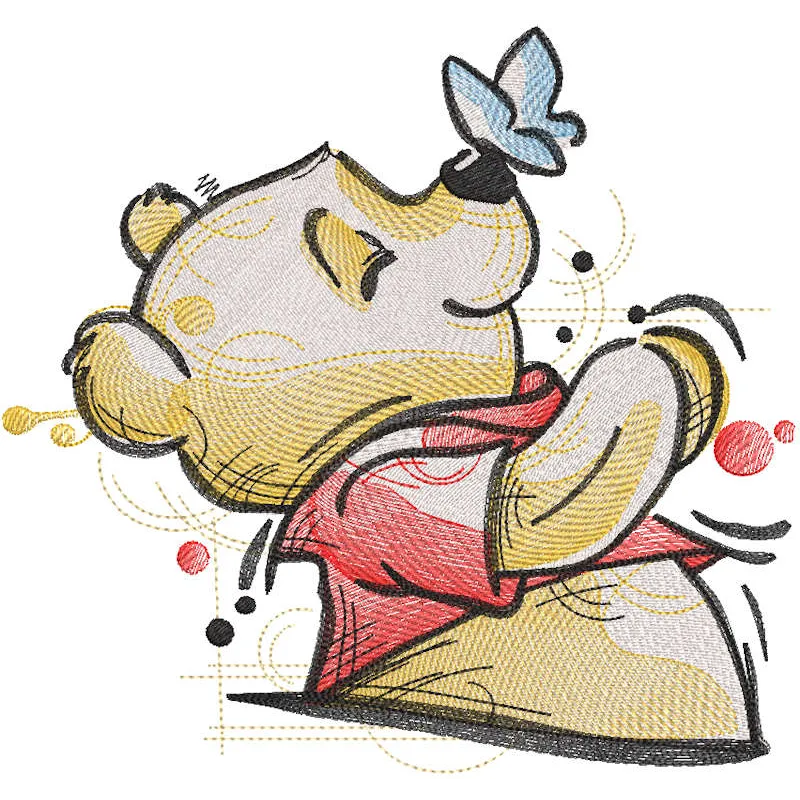 Winnie Pooh summer vibes embroidery design
