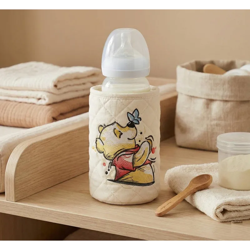 Bottle thermo cover with Winnie pooh summer vibes embroidery design