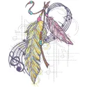 Wind music and feathers embroidery design