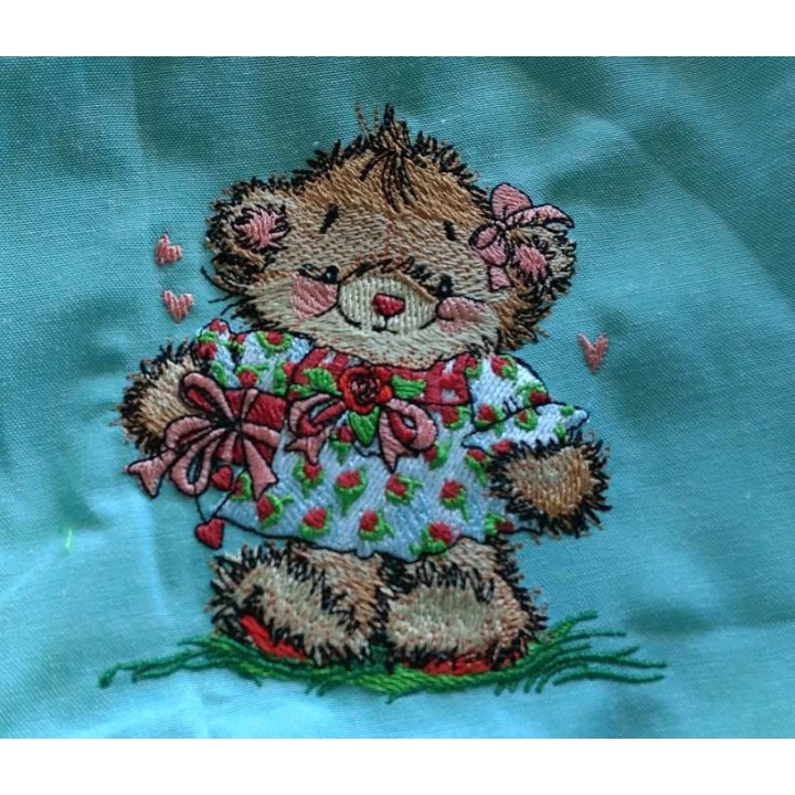cute bear girl embroidered design