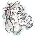 Cute mermaid sketch style embroidery design featuring a whimsical mermaid in flowing hair and delicate details.