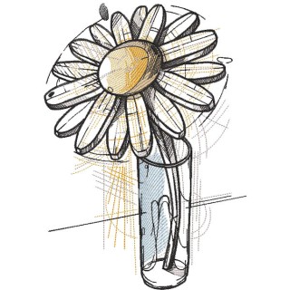 Wooden chamomile in a glass embroidery design - Embroidery Design