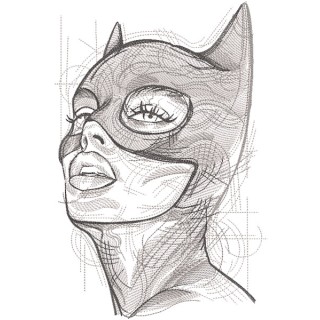 Catwoman art sketch embroidery design - Embroidery Design