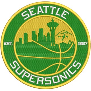 Seattle Supersonics round logo embroidery design