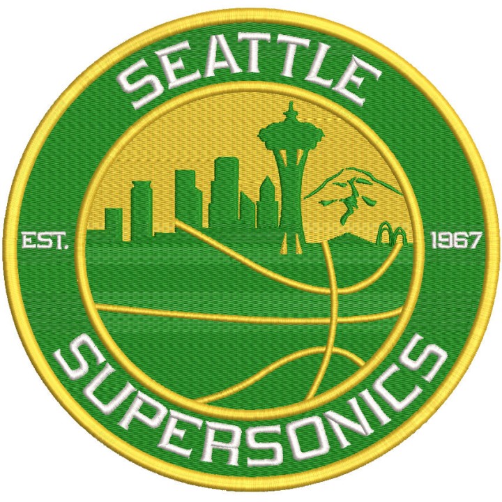 Seattle Supersonics round logo embroidery design