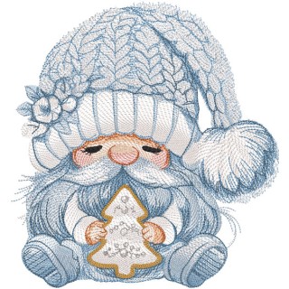 Snow gnome with christmas tree toy embroidery design - Embroidery Design