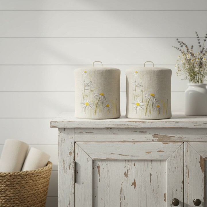 Chamomile meadow embroidery design preview showcasing floral motifs for creative stitching projects.