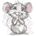 Colorful enthusiastic mouse embroidery design featuring playful details and intricate stitching patterns.