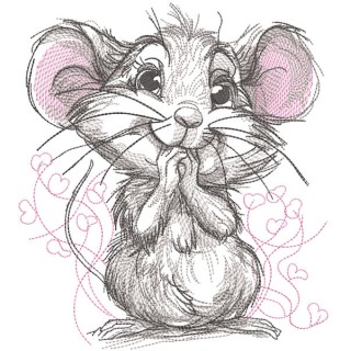 Enthusiastic mouse embroidery design - Embroidery Design