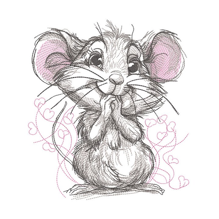 Enthusiastic mouse embroidery design - Embroidery Design