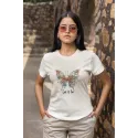 Butterfly let it be embroidery design showcasing a vibrant stitched motif for creative projects like t-shirts and tote bags.