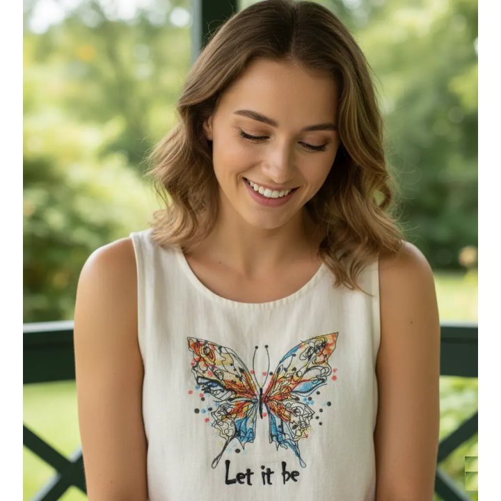 Preview of a butterfly 'let it be' embroidery design, showcasing intricate stitching patterns for creative projects.