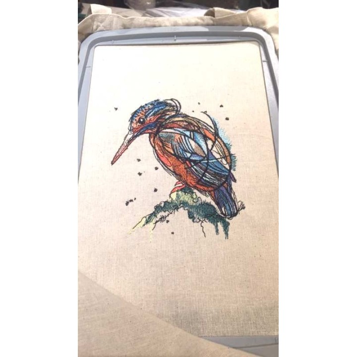Bright birdie embroidery design preview showcasing colorful stitching patterns of a cheerful bird motif.