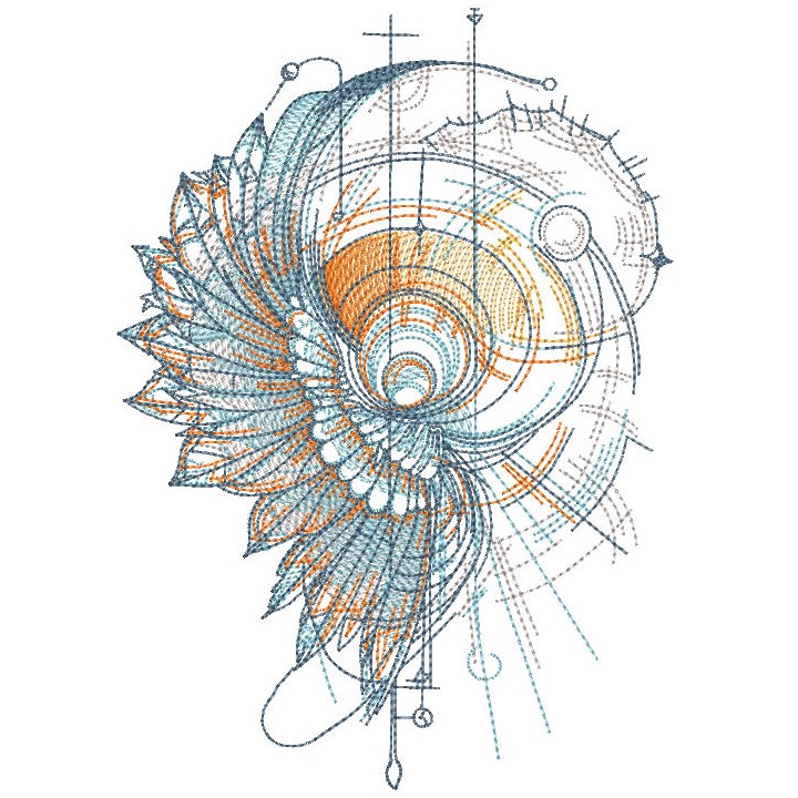 Shell and feathers embroidery design - Embroidery Design