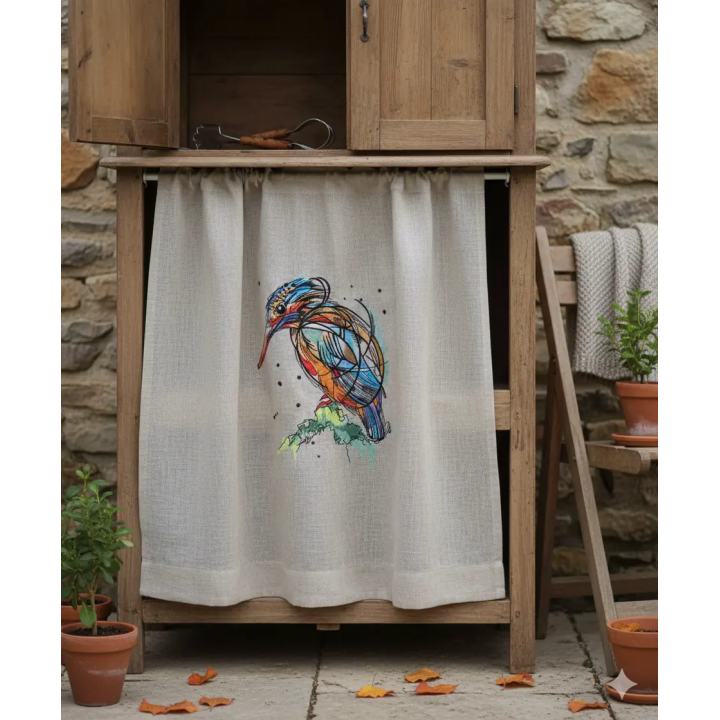 Bright birdie embroidery design showcasing a colorful bird motif, ideal for embellishing t-shirts and tote bags.