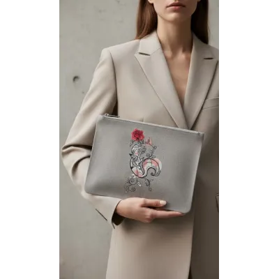 Closeup of the Little Prince fox and rose embroidery design, showcasing intricate stitching patterns for crafts.