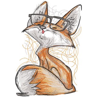 Fox with glasses embroidery design - Embroidery Design
